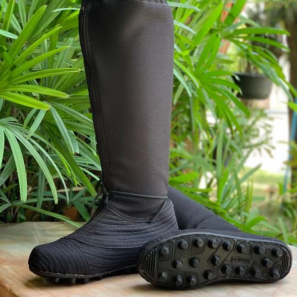 รองเท้าบูทนินจา CS SHOES พื้นปุ่มสตั๊ด ซิปหน้า รุ่น CS1010 รองเท้าบูทหุ้มเข่า กันน้ำ กันโคลน เดินป่า - Image 5