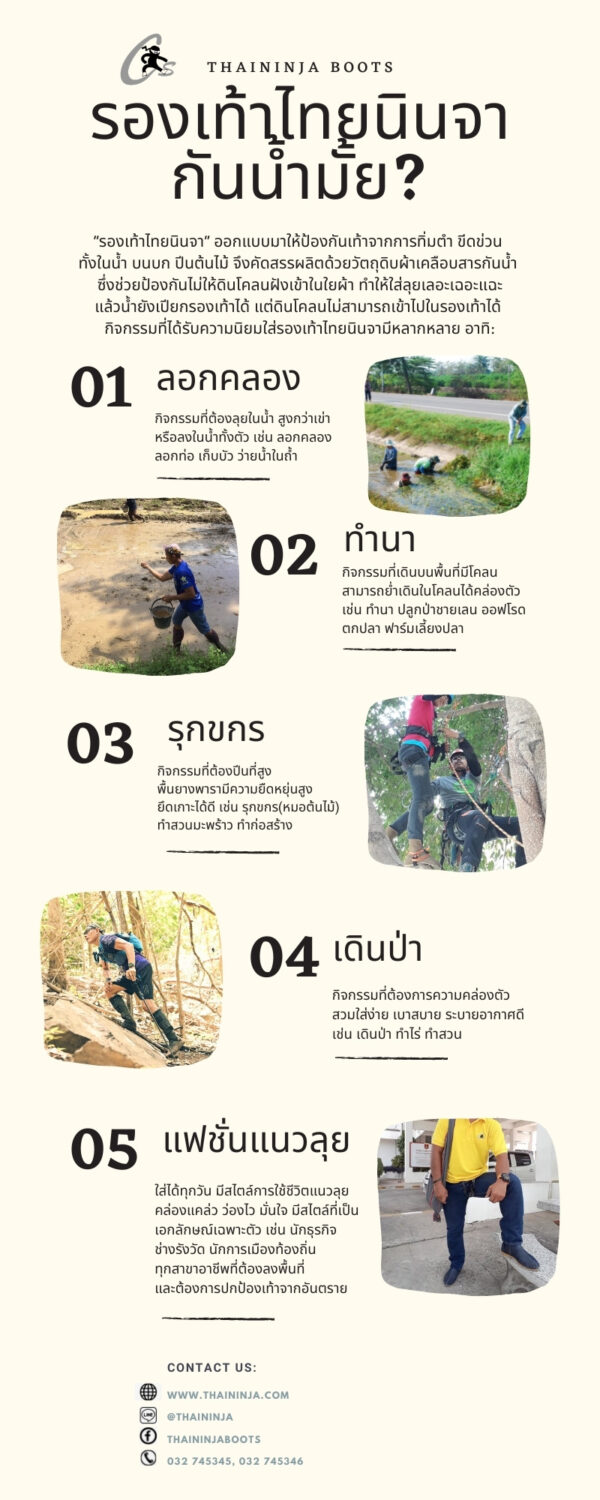 รองเท้าบูทนินจา CS SHOES พื้นปุ่มสตั๊ด ซิปหน้า รุ่น CS1010 รองเท้าบูทหุ้มเข่า กันน้ำ กันโคลน เดินป่า - Image 13